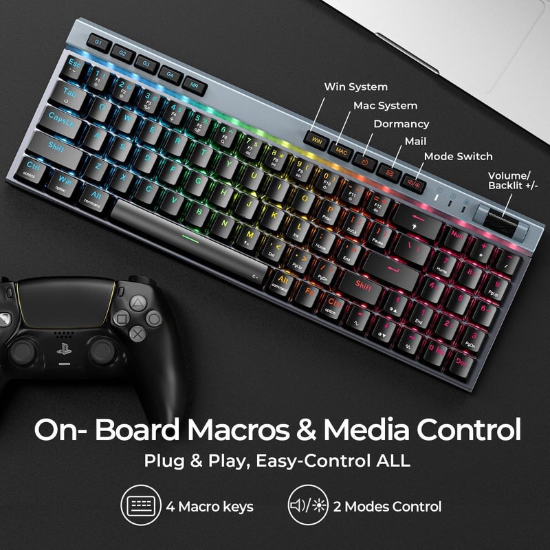 RisoPhy RGB Mechanical GamingKeyboard, 78 Keys Hot-Swap Mechanical Keyboard With Magnetic Red Switches, Ergonomic Keyboard with Aluminum Cover/Media Keys/Software/Dual System WiredKeyboard for PC/Mac Gamer - Image 5
